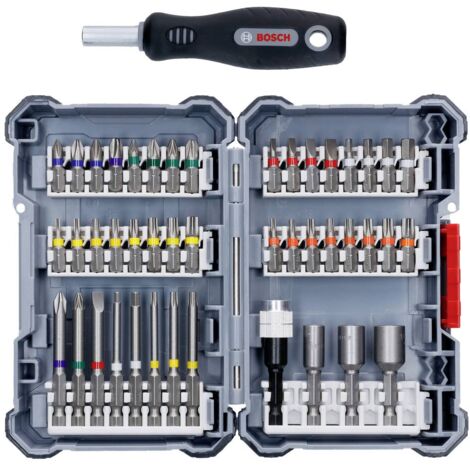 Bosch – Coffret 44 embouts de vissage 2607017692 – Acier S2 traité – Longueur 25/65mm – Compatible avec perceuses et visseuses