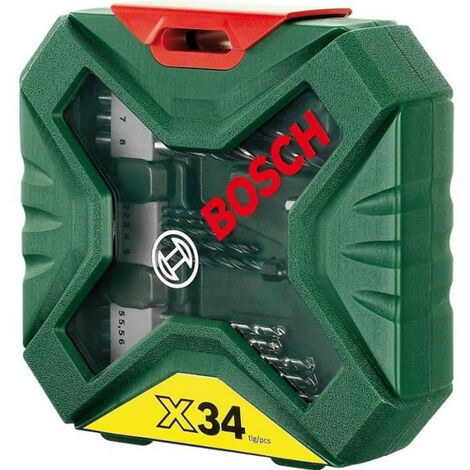 Bosch – Coffret multi-outils 34 pièces – Forets à bois, métal et maçonnerie – Embouts de vissage PH, PZ, Plat, T – Adaptateur inclus