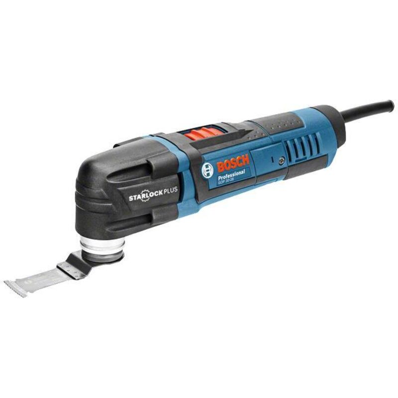 Bosch Professional découpeur ponceur GOP 30 28 7 lames plongeantes BIM Starlock 2 lames segments BIM Starlock 1 plateau concrétion carbure 5 feuilles abrasives 1 plateau triangulaire BOXX