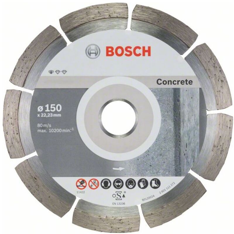 Bosch - Diamanttrennscheibe Standard for Concrete, 150 x 22,23 x 2 x 10 mm, 10er-Pack