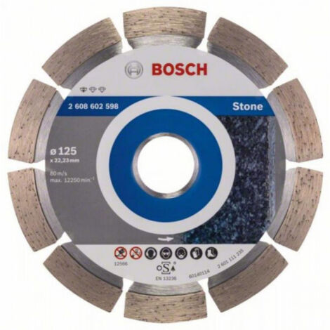 BOSCH Diamanttrennscheibe Standard für Stone, 125 x 22,23 x 1,6 x 10 mm 2.608.602.598