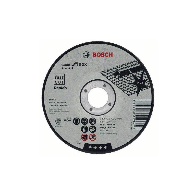 

Bosch 2 608 600 710 - Disco De Corte Acodado Expert For Inox - Rapido - As 46 T Inox Bf, 180 Mm, 1,6 Mm (Pack De 1)