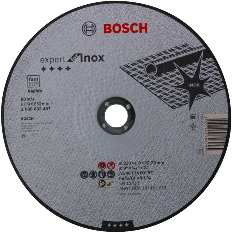 

BOSCH 2608603407 Disco corte Expert Inox - Rapido AS 46 T INOX BF, 230, 1,9