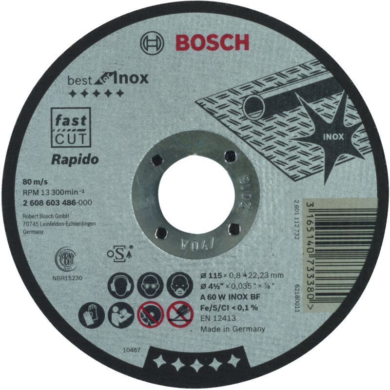 

BOSCH 2608603486 Disco corte recto Best for Inox - Rapido 115 mm 0,8 mm