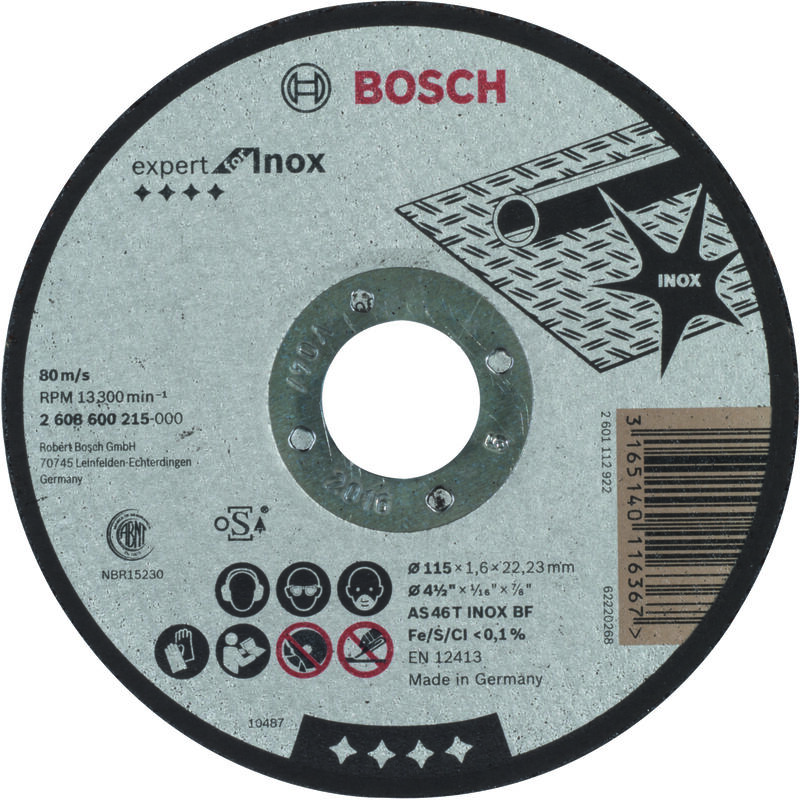 

BOSCH 2608600215 Disco corte recto Expert Inox AS 46 T INOX BF, 115, 1,6