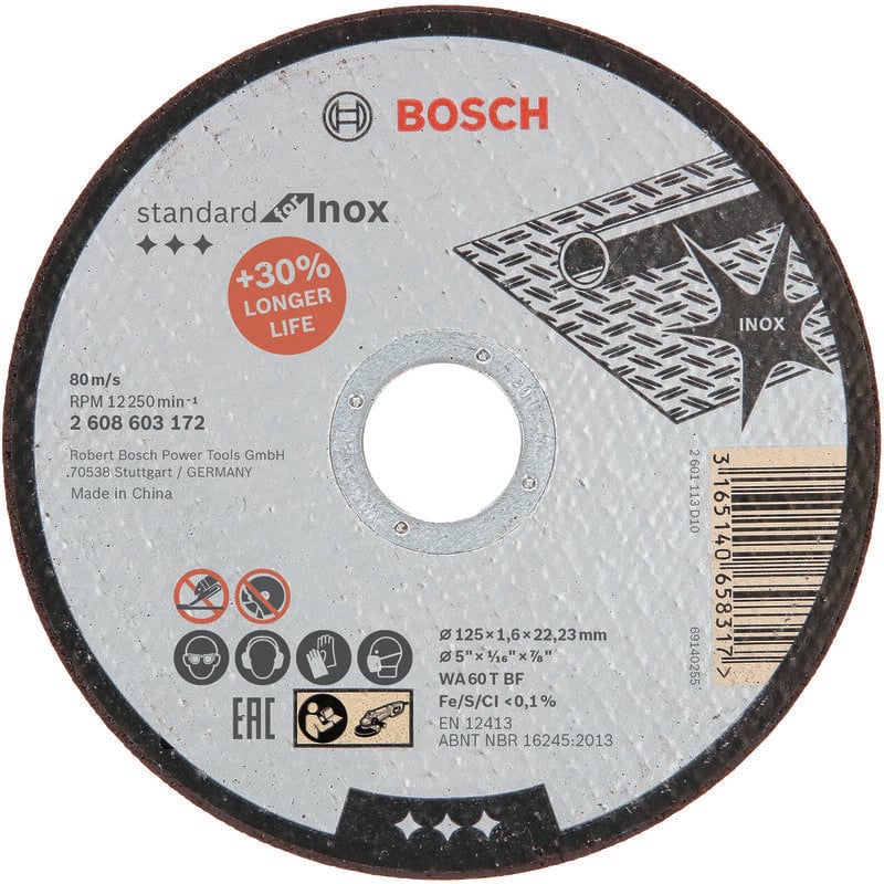 

BOSCH 2608603172 Disco corte recto Standard Inox WA 60 T BF, 125, 22,23, 1,6
