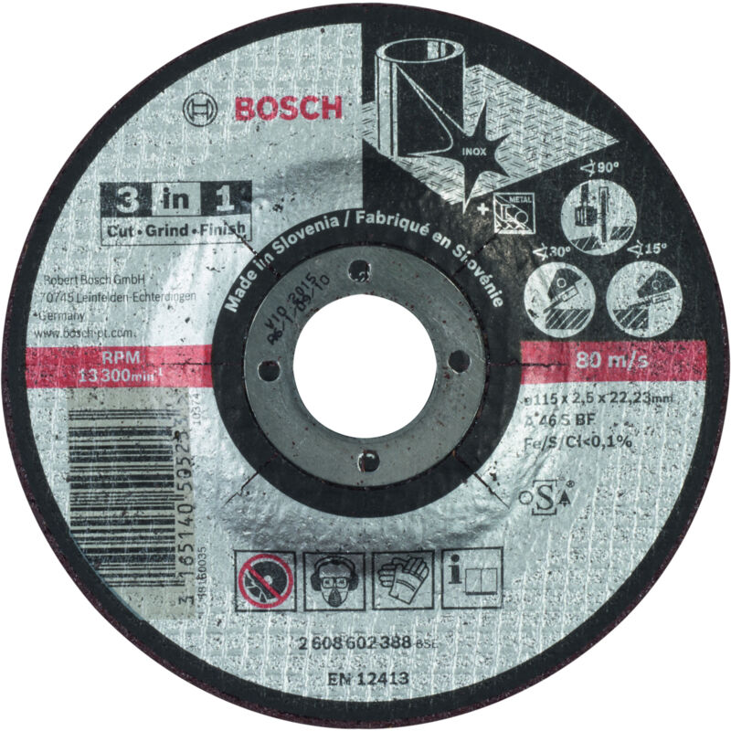 

BOSCH 2608602388 Disco de corte 3 en 1 A 46 S BF, 115 mm 2,5 mm