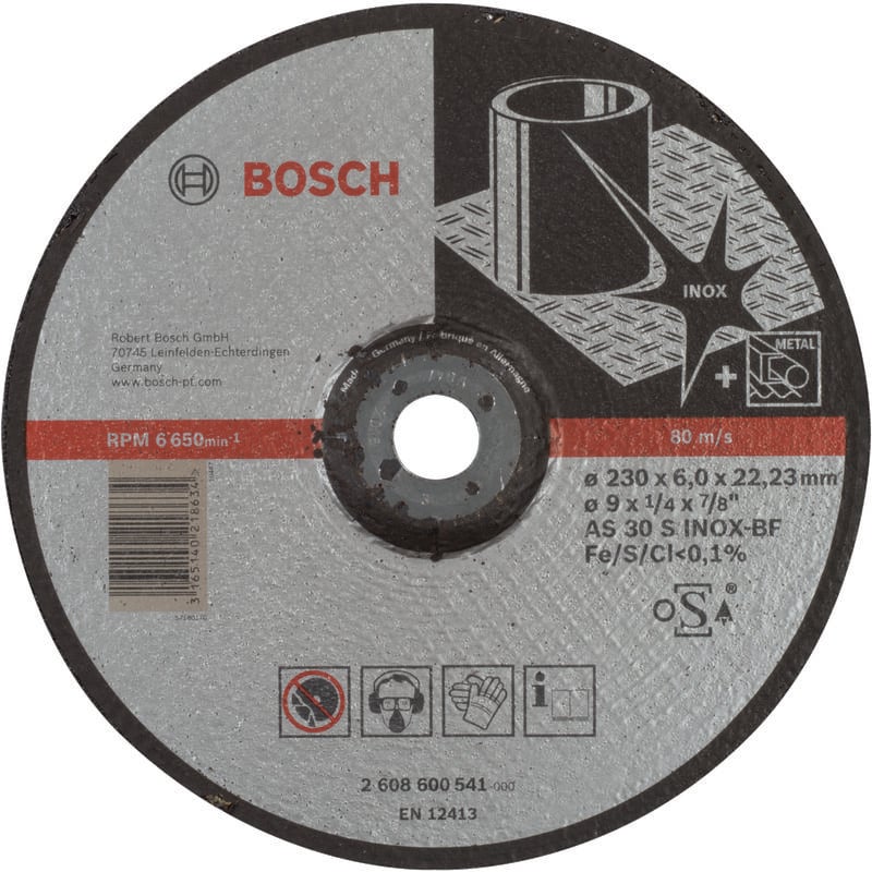

BOSCH 2608600541 Disco desbaste acodado Expert Inox AS 30 S INOX BF, 230, 6