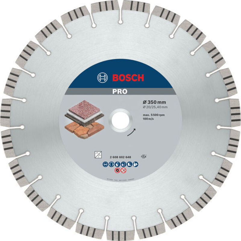 Bosch - Disco diamantato pro Stone, 350 x 20/25,4 mm