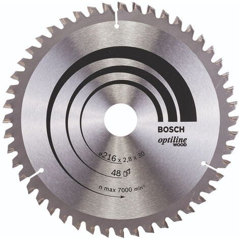 BOSCH DISCO SIERRA OPTILINEWOOD  216 X 2.8X 30D: 48WZ/N Diámetro disco x eje (mm) 250x30 Número de dientes 40