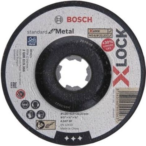 Bosch – Disque à ébarber X-LOCK 2608619366 – Diamètre 125 mm – Alésage 22,23 mm – Épaisseur 6 mm – Pour meulage précis de métaux - MM 1 PC