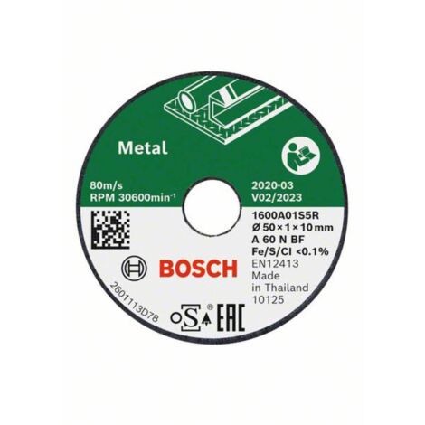 Bosch – Disque à tronçonner inox 50 mm – Lot de 3 disques légers en aluminium – Coupe précise pour inox et aluminium – 1600A01S5Y