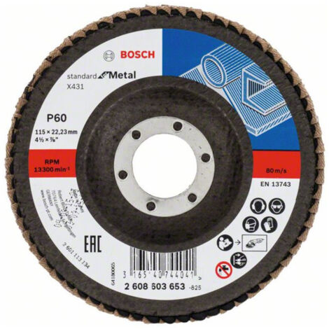 Bosch Disque à lamelles X431 Standard for Metal à angle droit 115 mm 22,23 mm 60 - 2608603653