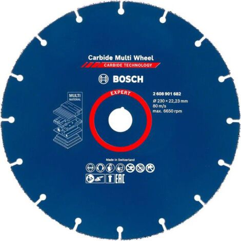 Bosch – Disque à tronçonner 230 mm pour béton, pierre et métal – Alésage 22,23 mm – 2608901682