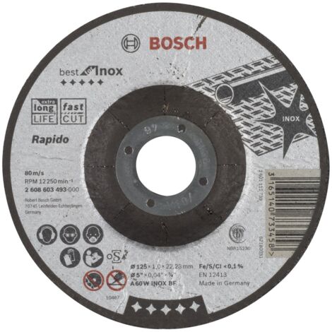 Bosch Disque à tronçonner à moyeu déporté Best for Inox Rapido A 60 W INOX BF 125 22,23 1 mm - 2608603493