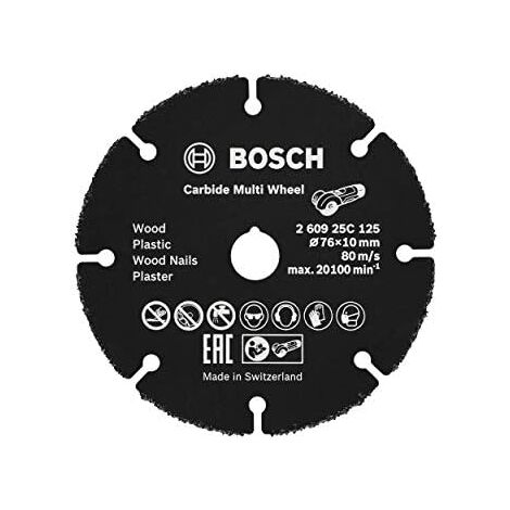 Bosch – Disque à tronçonner Carbide Multi Wheel 76 mm – Alésage 10 mm – Pour bois, plastique et cloisons sèches – Coupe précise et rapide - 260925C125