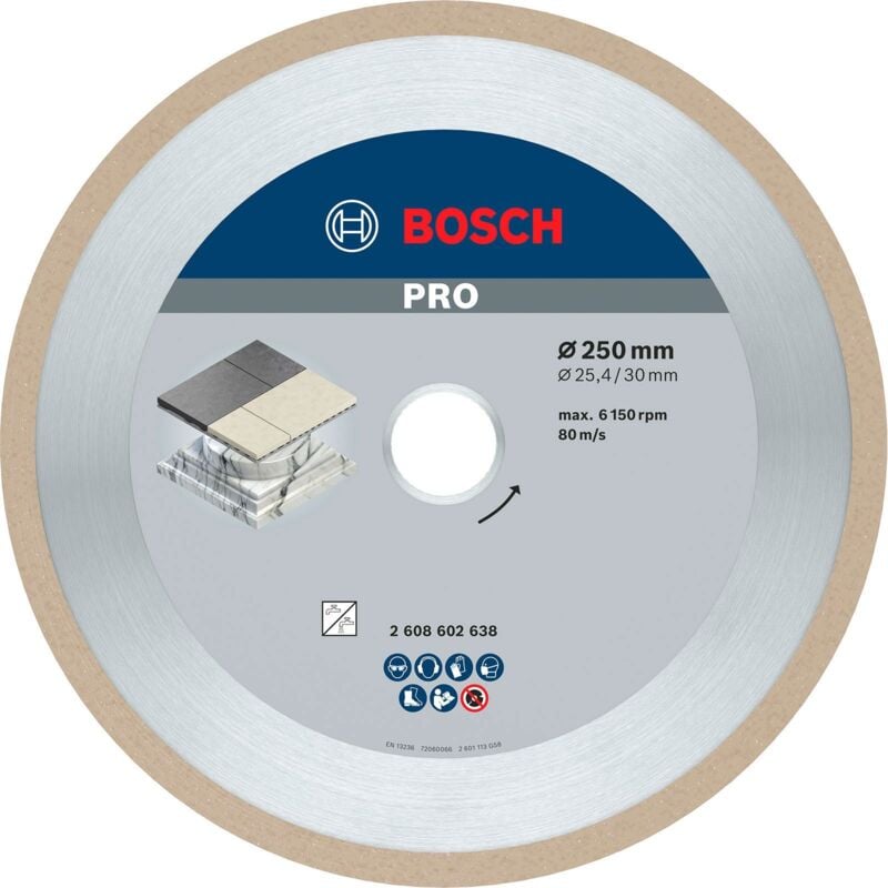 Bosch - Disque à tronçonner diamanté pro Ceramic 250 x 30/25,4 mm - 2608602638