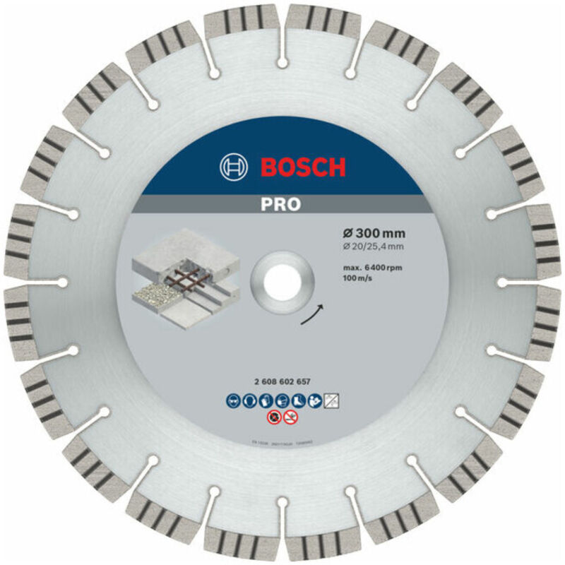 Bosch Disque à tronçonner diamanté Best for Concrete 300 x 20 00+25 40 x 2 8 x 15 mm 2608602657