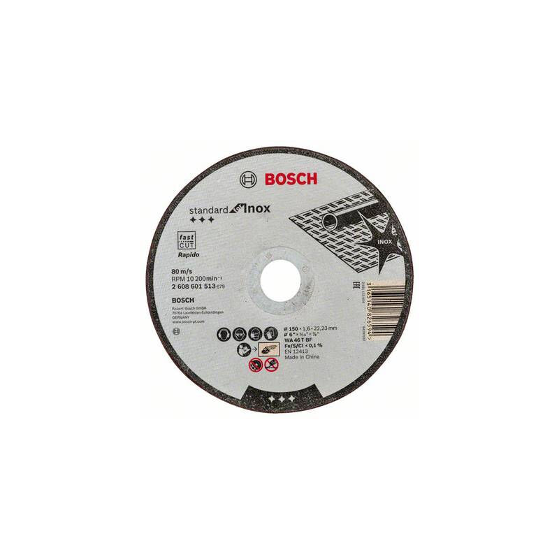 Bosch 1x Disque à tronçonner aggloméré PRO Stainless Steel and Metal Long Life alésage 22 23 mm pour Acier Acier inoxydable Ø 150 mm Professional Accessoire Petite meuleuse angulaire - vue 6