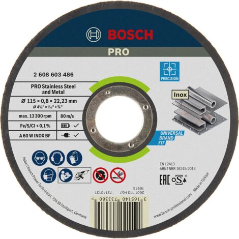 Bosch – Disque à tronçonner inox 115mm – Épaisseur 0,8mm – Pour coupes précises acier inoxydable – 2608603486