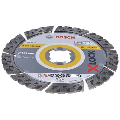Bosch – Disque diamant 125mm X-LOCK – Coupe béton, maçonnerie, tuiles – Alésage 22,23mm, largeur 2,4mm – Durée de vie prolongée