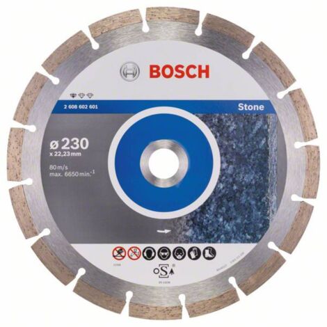 Bosch – Disque diamant pour meuleuse 230mm – Alésage 22,23mm – Coupe précise pour granit et pierre naturelle – Segments frittés