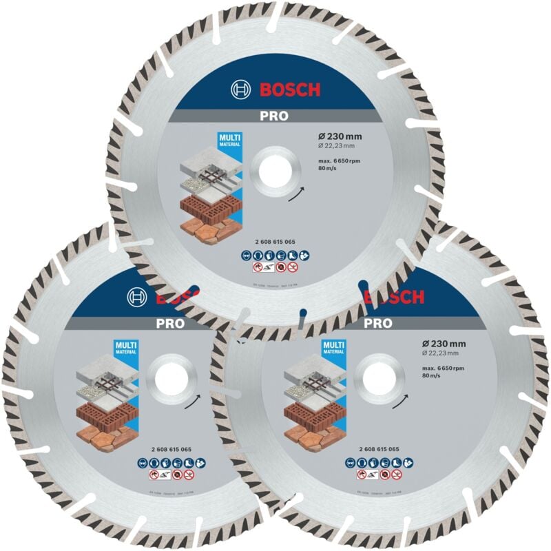Bosch Professional - Bosch Disque à tronçonner diamanté Standard Universal 230 mm, Prise de béton 22,23 mm 3 pcs. ( 2608615065 )