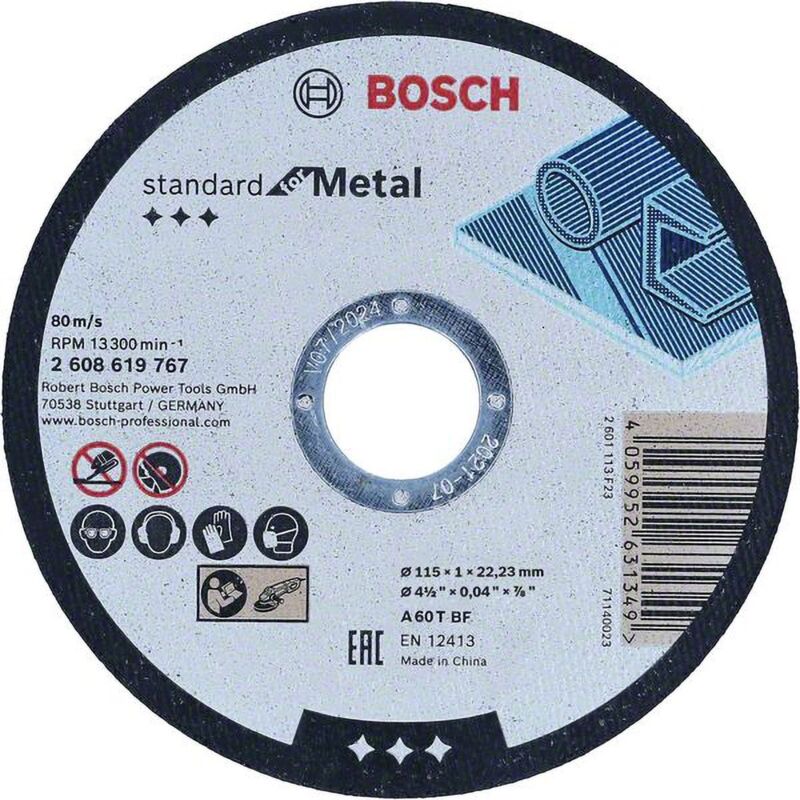 Bosch Disque à tronçonner droit Standard for Metal 115 mm 22 23 mm. 2608619767 - vue 2