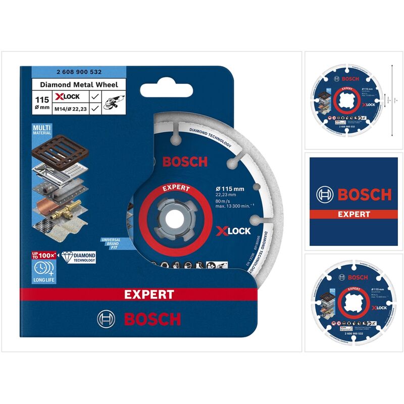 Bosch - expert Diamond Metal Wheel x-lock Disque à tronçonner 115 x 22,23mm 1 pce ( 2608900532 ) Diamond Technology