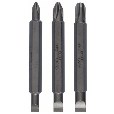Bosch Doppelklingenbit-Set 3-teilig S0,6x4,5 PH1 S0,8x5,5 PH2 S1,2x6,5 PH3,60mm