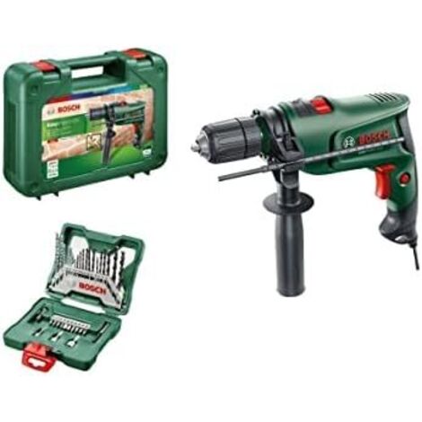 Bosch – Perceuse à percussion 630W – Mandrin sans clé 2-13mm – Pour béton, bois et métal – Coffret avec 33 accessoires – Poids 1,7kg