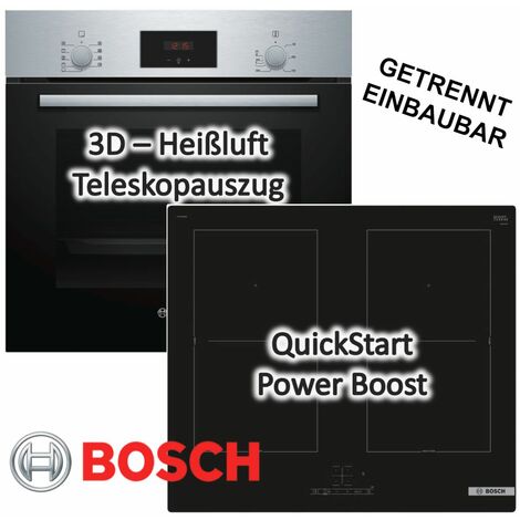 Bosch Einbau-Backofen HBF114ESO mit Induktionskochfeld PVQ61RBB5E - autark, 60 cm