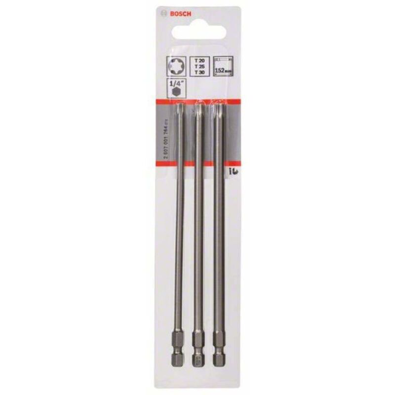 Set de 3 embouts de vissage Extra dur Torx T20 T25 T30 152 mm BOSCH 2607001764 - vue 1