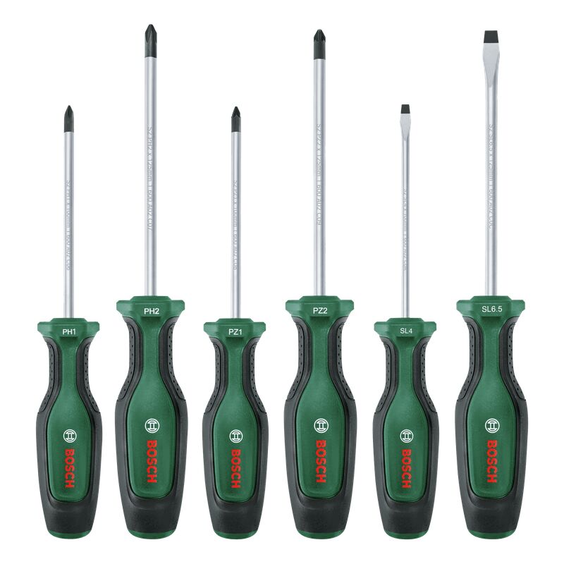 Ensemble de tournevis (ensemble de tournevis, acier S2 de première qualité, poignée Softgrip, embout magnétique, 6 pièces) - Bosch