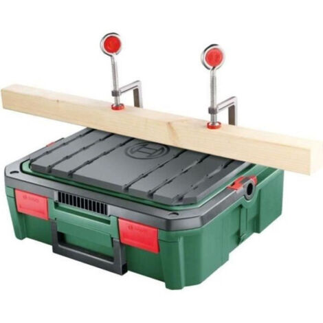 Bosch – Établi de sciage – Boîte de rangement SystemBox vide – Compartiments modulables pour outils – Pour sciage précis et efficace