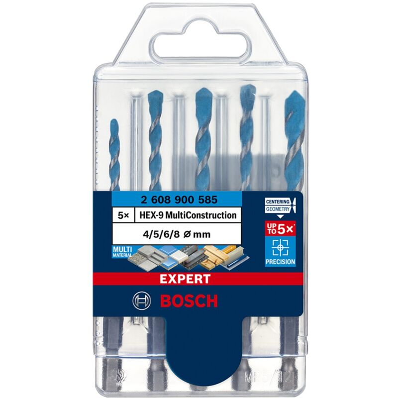 Bosch - Set of 5 Drill bits expert HEX-9 MultiConstruction (2 608 900 585)