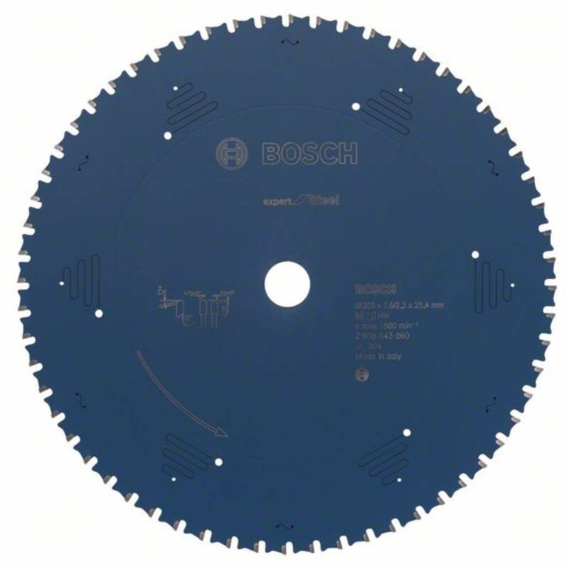 Bosch - Accessories Expert for Steel 2608643060 Lame de scie circulaire 305 x 25.4 x 2.2 mm Nombre de dents: 60 1 pc(s)