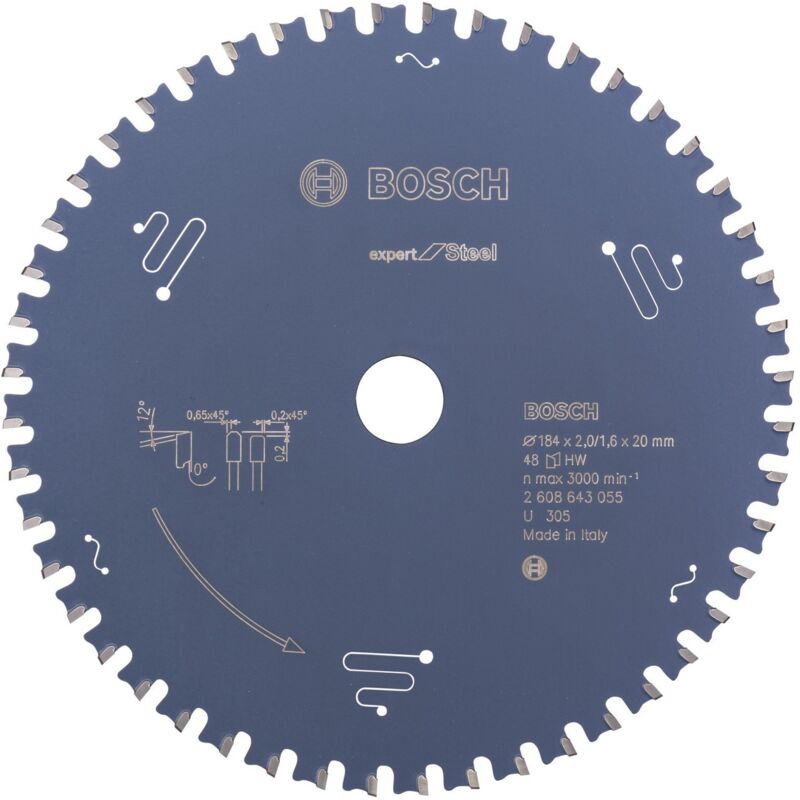 Bosch - Lame de scie circulaire Expert for Steel pour scies circulaires portatives 184 x 20 x 2 mm 48 - 2608643055