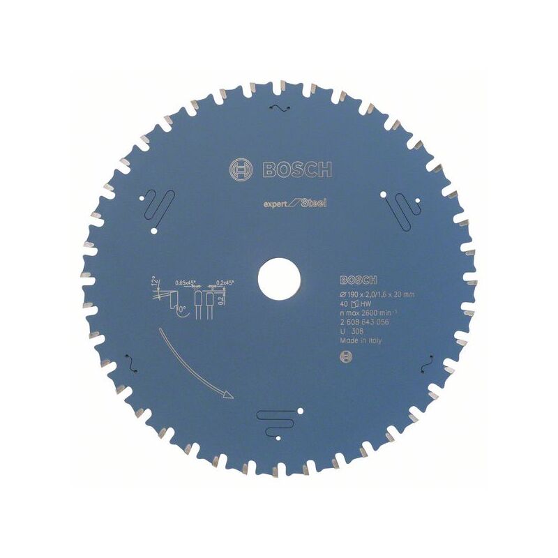 Bosch - Lame de scie circulaire Expert for Steel 190 x 20 x 2,0 mm, 40 ( 2608643056 )
