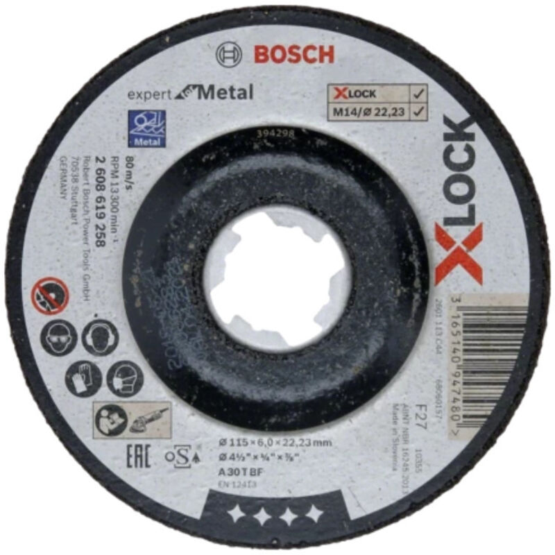 Bosch - Disque à tronçonner X-Lock Expert for Metal - Moyeu déporté - 115 mm - x 1 - 2.5 mm - 22,23 mm