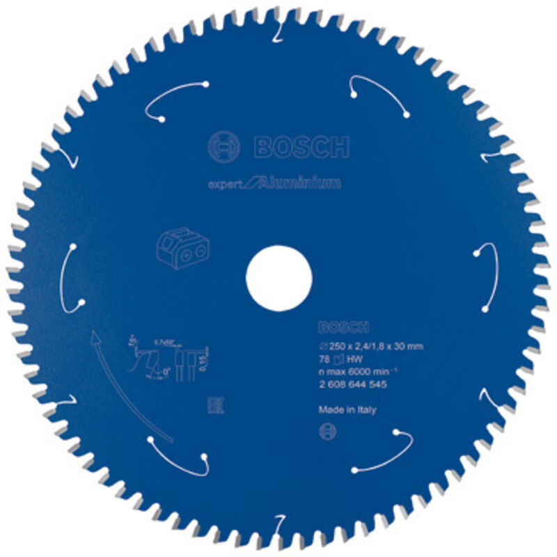 Lama da sega circolare per seghe a batteria Expert per alluminio, 254 x 2,4/1,8 x 30, 78 denti