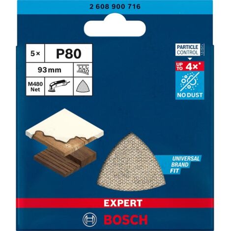 Bosch EXPERT M480 Schleifnetz für Deltaschleifer, 93 mm, G 80, 5 Stück