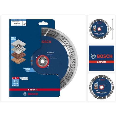 Bosch Accessories 2608900663 EXPERT MultiMaterial Disque à tronçonner  diamanté Diamètre 230 mm Ø de perçage 22.23 mm Pierre