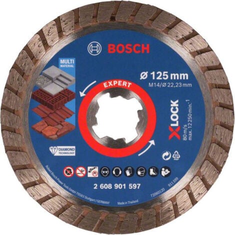 Bosch EXPERT MultiMaterial X-LOCK Diamanttrennscheiben 125 x 22,23 x 2,4 x 12 mm - 2608901597