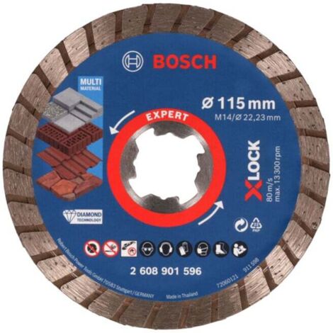 Bosch EXPERT MultiMaterial X-LOCK Disques à tronçonner diamantés, 115 x 22,23 x 2,4 x 12 mm