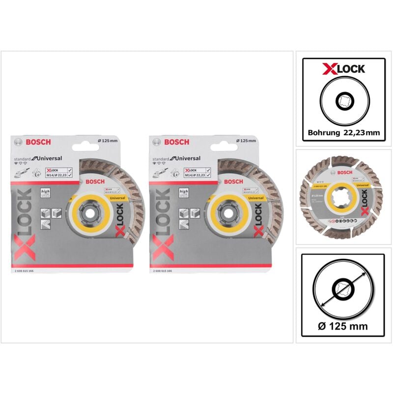 Bosch Professional - Bosch Expert x-lock Standard for Universal Disque à tronçonner diamant, 125 x 22,23 mm - 2 pcs. (2x 2608615166)