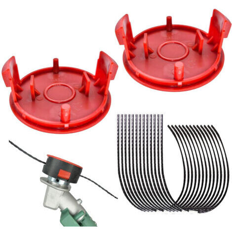 Bosch F016800431 Lot de 10 débroussailleuses 3,5 mm avec 2 couvercles de rechange compatibles avec les tondeuses à gazon Bosch AFS 23-37