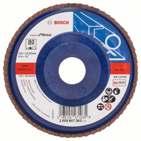 Bosch Fächerschleifscheibe Expert for Metal 115 22,23 80 gerade Kunststoffteller - 2608607363