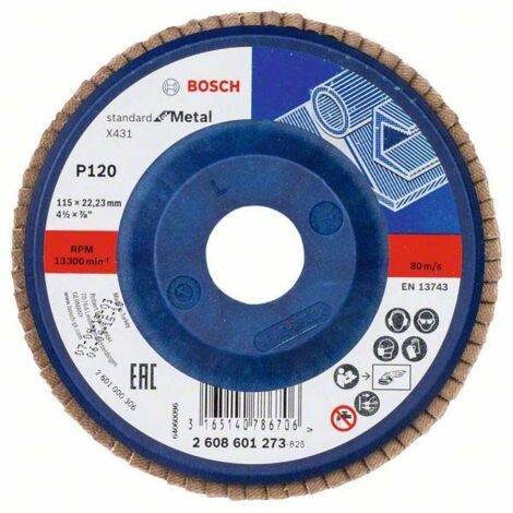 Bosch Fächerschleifscheibe X431 Standard for Metal gerade 115 mm 120 Kunststoff - 2608601273