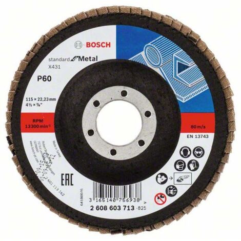 Bosch Fächerschleifscheibe X431 Standard for Metal gerade 115 mm 60 Glasgewebe - 2608603713